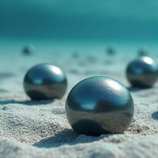 ビスマス合金で製造された環境配慮型ウェイトが水中に沈む様子