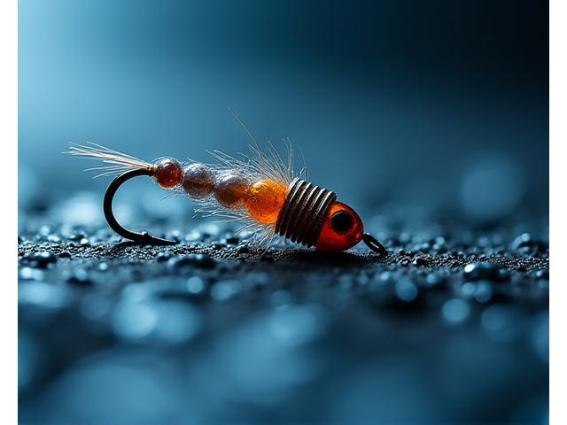 1g以下の超精密なマイクロスピナーベイトと内部の香料カートリッジをマクロ撮影。細部まで鮮明に表現されており、技術力の高さを感じさせる。