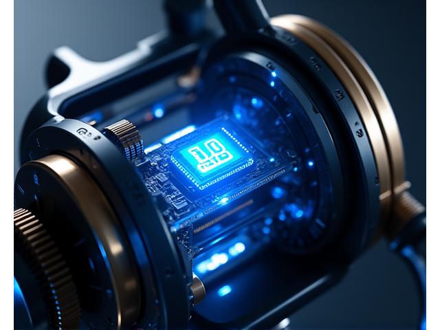 精密に設計されたBluetooth搭載釣りリールの分解図、内部の通信モジュールが光る